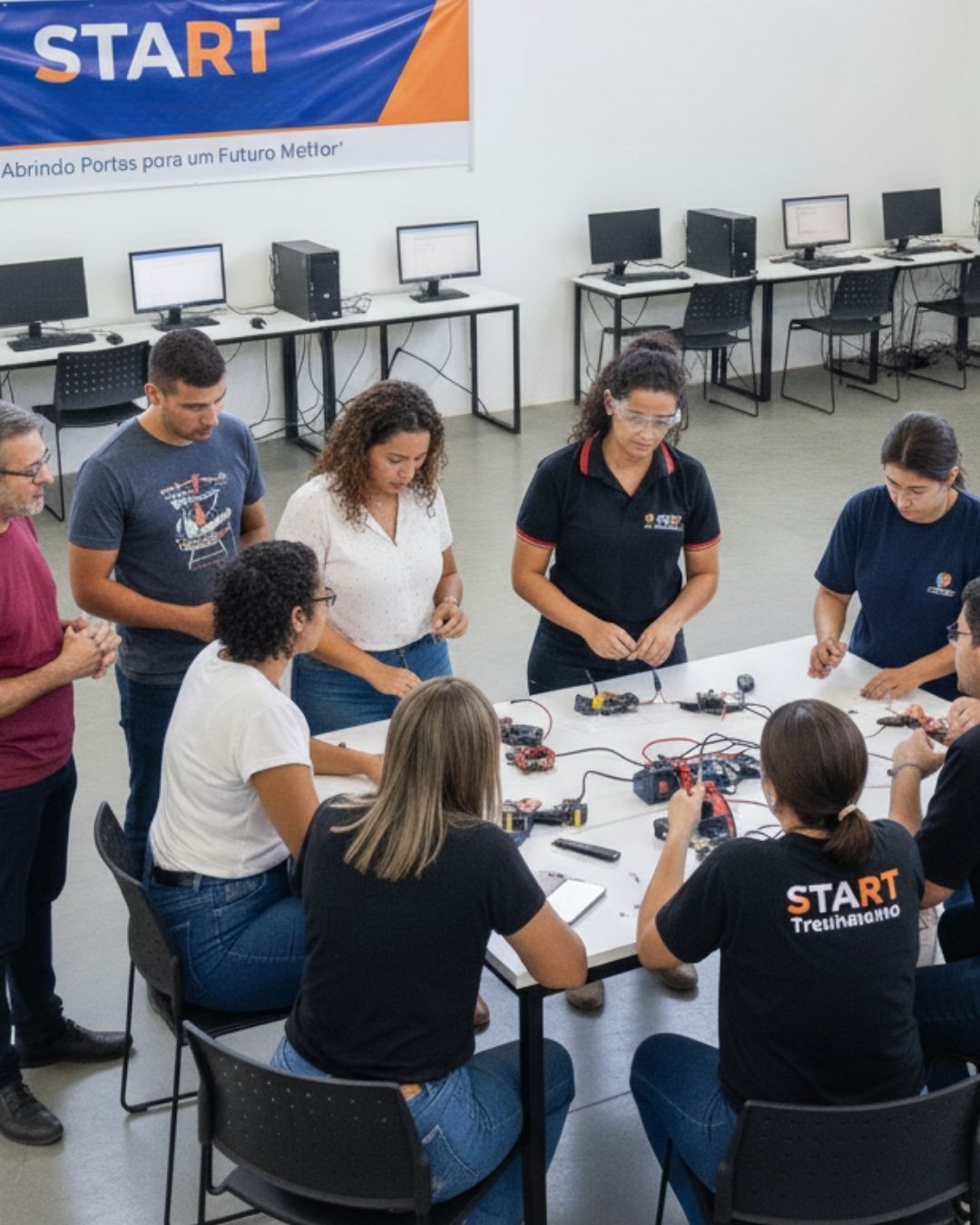 Pessoas em treinamento profissional no projeto Start